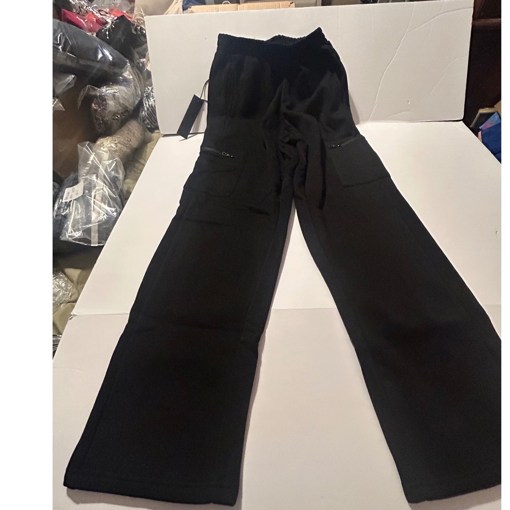 Ananke Mens Black Cargo Sweatpants Wide Leg Zipper Pockets XS New Streetwear